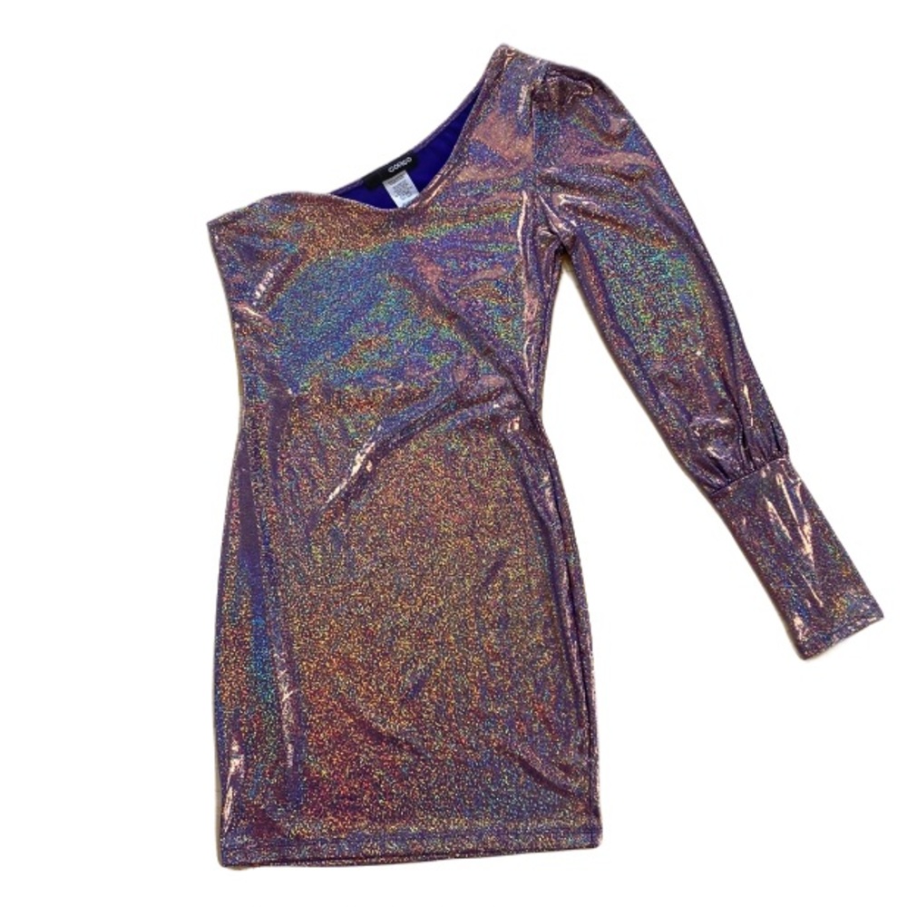 Codigo One Shoulder Holographic Dress
